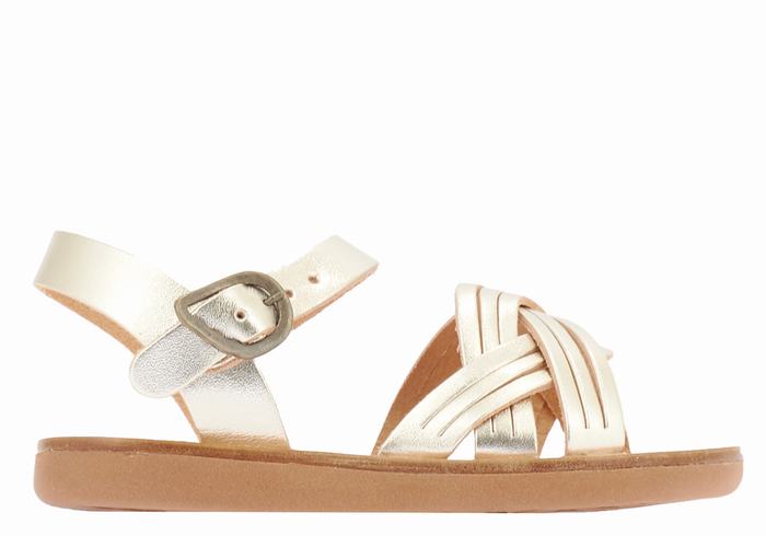 Ancient Greek Sandals Little Electra Soft Bambino Sandali Bassi Oro Bianche | LYR5881PX