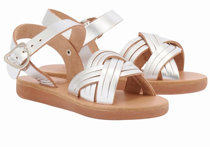 Ancient Greek Sandals Little Electra Soft Bambino Sandali Bassi Argento | BNF462NM