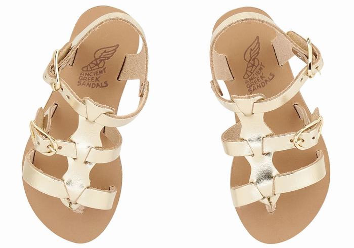 Ancient Greek Sandals Little Grace Kelly Soft Bambino Sandali Bassi Oro Bianche | LOI3144GN