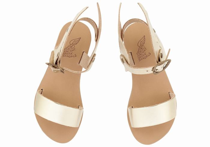 Ancient Greek Sandals Little Ikaria Soft Bambino Sandali Casual Oro Bianche | IPV4325GY