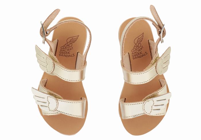 Ancient Greek Sandals Little Iliada Soft Bambino Sandali Casual Oro Bianche | EKD7838VW