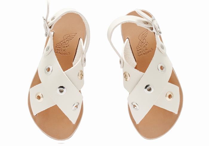 Ancient Greek Sandals Little Maria Eyelets Soft Bambino Sandali Casual Bianche | YUY5457JY