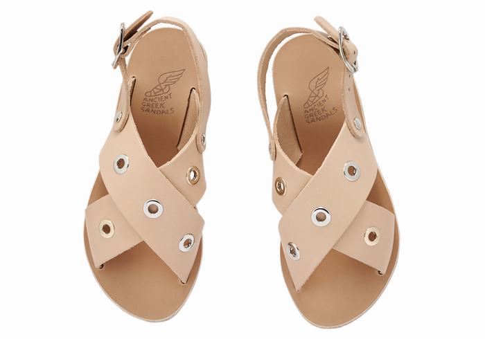 Ancient Greek Sandals Little Maria Eyelets Soft Bambino Sandali Casual Beige | TPH2036JC