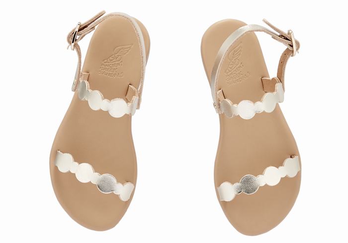 Ancient Greek Sandals Little Orion Soft Bambino Sandali Bassi Oro Bianche | EWY6679DW