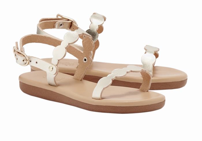 Ancient Greek Sandals Little Orion Soft Bambino Sandali Bassi Oro Bianche | EWY6679DW