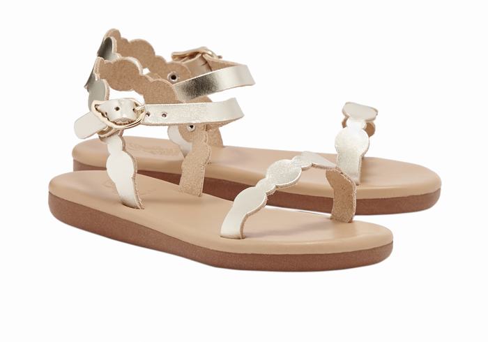 Ancient Greek Sandals Little Toxo Soft Bambino Sandali Bassi Oro Bianche | QKS825GB