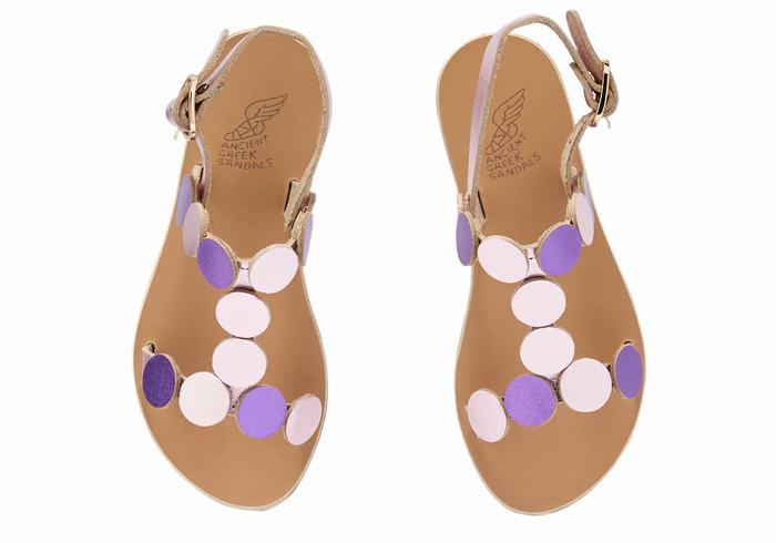 Ancient Greek Sandals Little Uranos Soft Bambino Sandali Bassi Rosa Viola | YPF5111VC