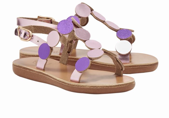 Ancient Greek Sandals Little Uranos Soft Bambino Sandali Bassi Rosa Viola | YPF5111VC