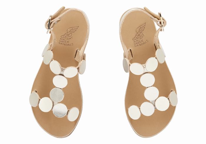 Ancient Greek Sandals Little Uranos Soft Bambino Sandali Bassi Oro Bianche | UBJ5661VP