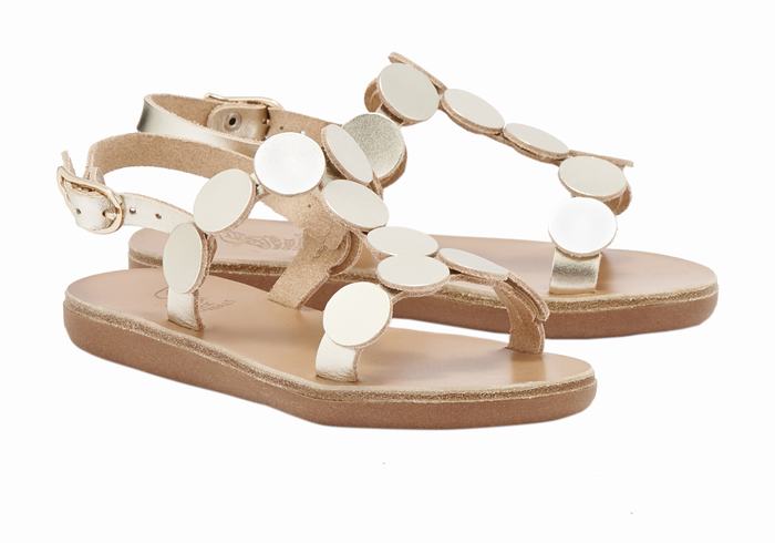 Ancient Greek Sandals Little Uranos Soft Bambino Sandali Bassi Oro Bianche | UBJ5661VP