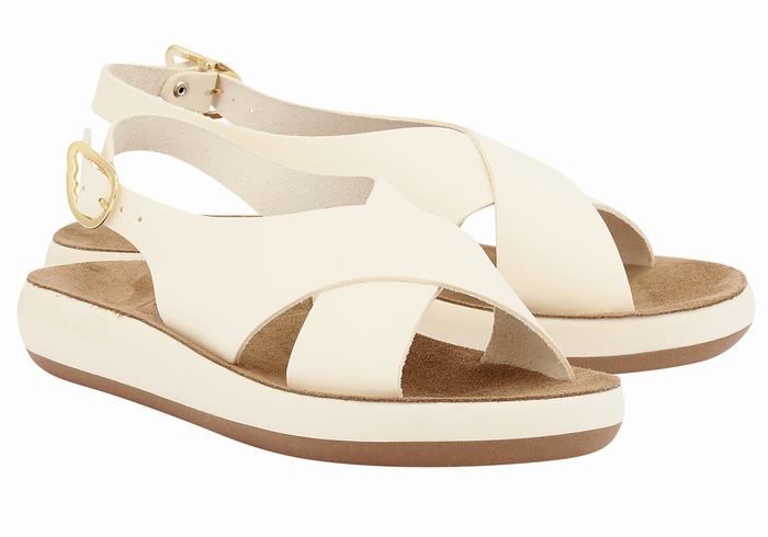 Ancient Greek Sandals Maria Comfort Donna Sandali con Plateau Bianche | YBV7976CX