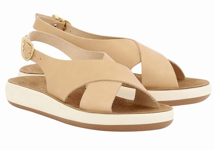 Ancient Greek Sandals Maria Comfort Donna Sandali con Plateau Beige | CMR8331WQ