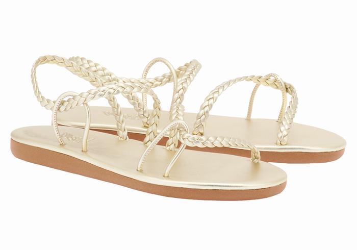 Ancient Greek Sandals Maya Donna Sandali Intrecciati Oro Bianche | KIJ7890JN