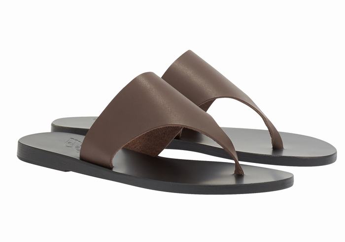 Ancient Greek Sandals Mera Leather Donna Infradito Marroni Scuro | HKB675NL