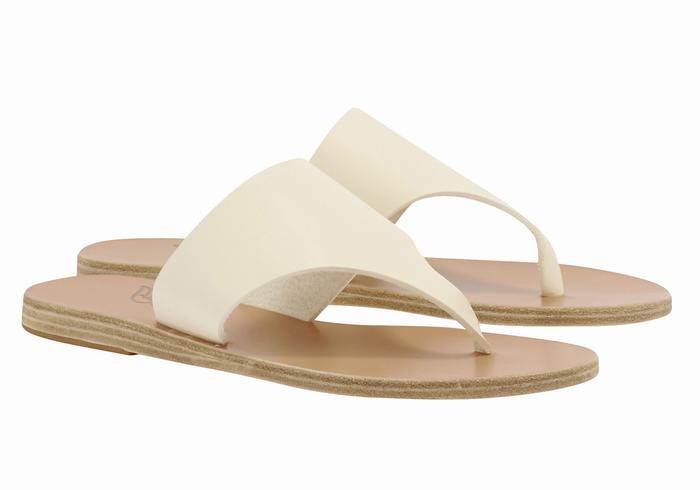 Ancient Greek Sandals Mera Leather Donna Infradito Bianche | YME571CF