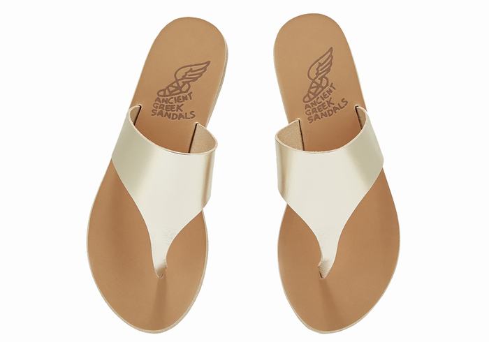 Ancient Greek Sandals Mera Leather Donna Infradito Oro Bianche | KVF9980KF