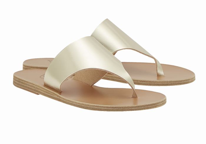 Ancient Greek Sandals Mera Leather Donna Infradito Oro Bianche | KVF9980KF