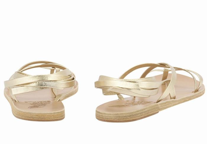 Ancient Greek Sandals Morfi Leather Donna Sandali Da Gladiatore Oro Bianche | UAT9494UA