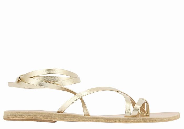 Ancient Greek Sandals Morfi Leather Donna Sandali Da Gladiatore Oro Bianche | UAT9494UA