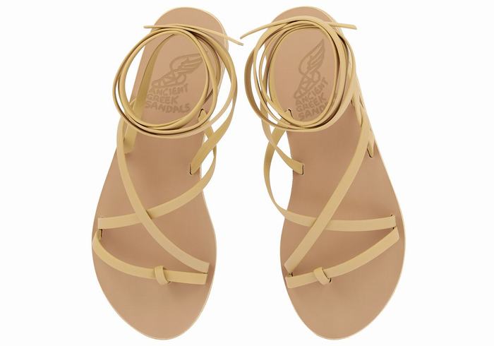 Ancient Greek Sandals Morfi Leather Donna Sandali Da Gladiatore Beige | XSF3982IU