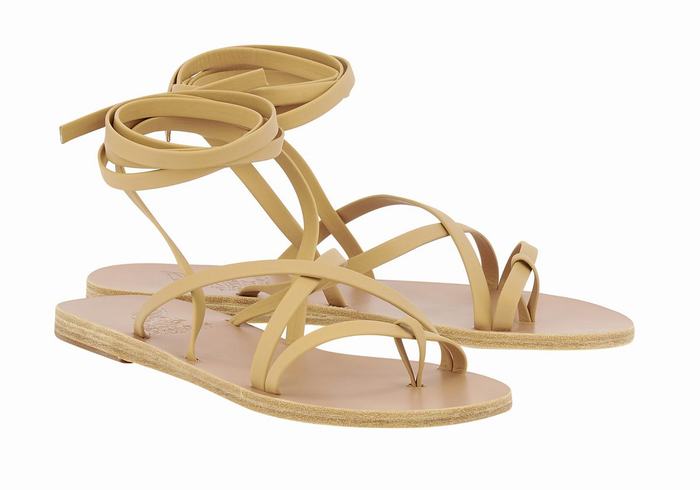 Ancient Greek Sandals Morfi Leather Donna Sandali Da Gladiatore Beige | XSF3982IU