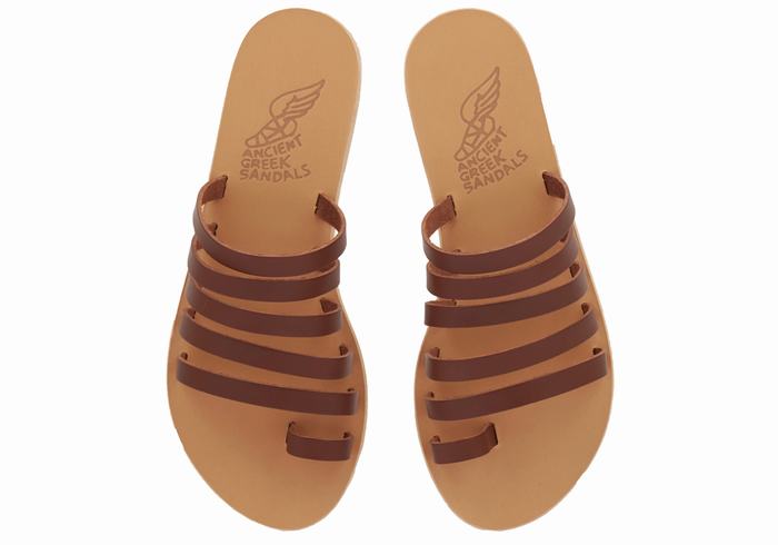 Ancient Greek Sandals Niki Leather Donna Sandali Con Puntale Caffè | FMB10084XI