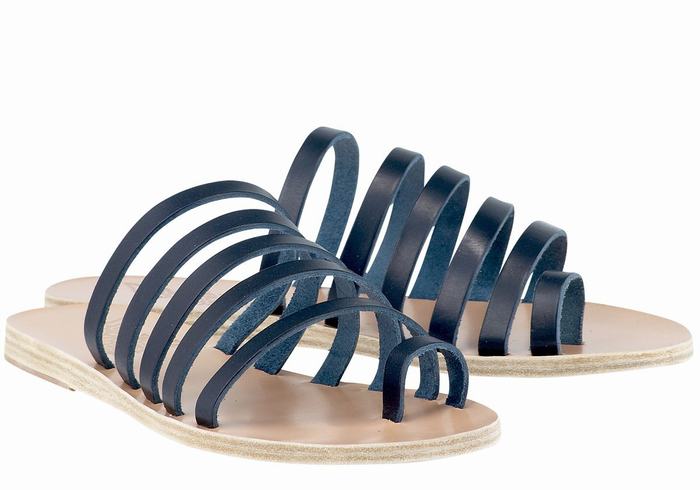 Ancient Greek Sandals Niki Leather Donna Sandali Con Puntale Blu Scuro | JAX9175UA