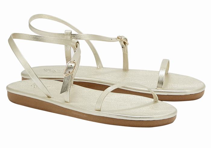 Ancient Greek Sandals Niove Donna Sandali Con Cinturino Sul Retro Oro Bianche | DHR7186ZP