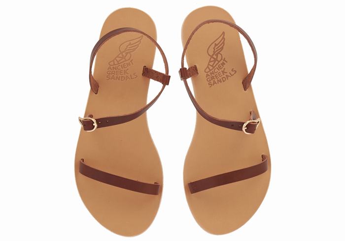 Ancient Greek Sandals Niove Leather Donna Sandali Con Cinturino Sul Retro Caffè | NWZ6845AY