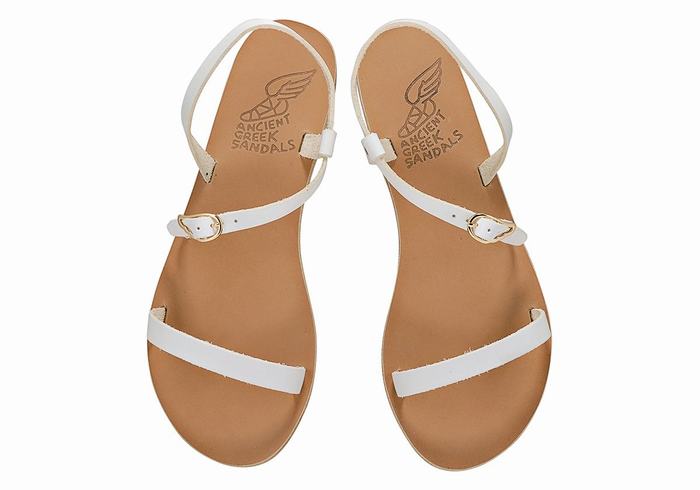 Ancient Greek Sandals Niove Leather Donna Sandali Con Cinturino Sul Retro Bianche | NXS8976PI