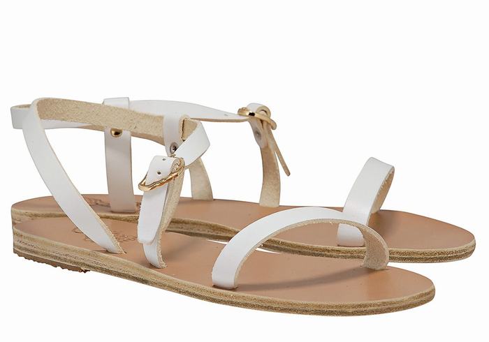 Ancient Greek Sandals Niove Leather Donna Sandali Con Cinturino Sul Retro Bianche | NXS8976PI