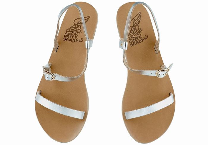 Ancient Greek Sandals Niove Leather Donna Sandali Con Cinturino Sul Retro Argento | CRF9593GS