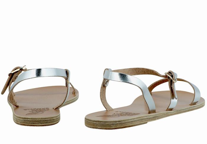 Ancient Greek Sandals Niove Leather Donna Sandali Con Cinturino Sul Retro Argento | CRF9593GS