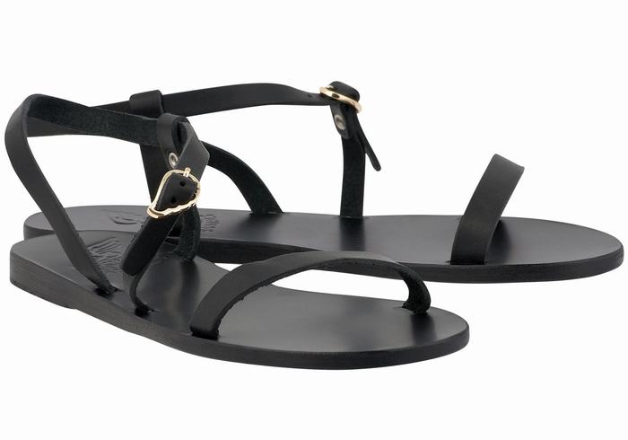 Ancient Greek Sandals Niove Leather Donna Sandali Con Cinturino Sul Retro Nere | DVY6350CI