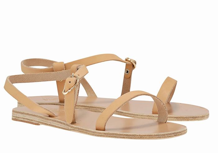 Ancient Greek Sandals Niove Leather Donna Sandali Con Cinturino Sul Retro Beige | QJL6281WZ