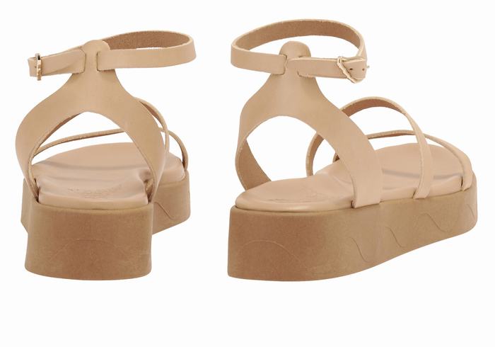 Ancient Greek Sandals Nissida Leather Donna Sandali con Plateau Beige | RMS1750BM