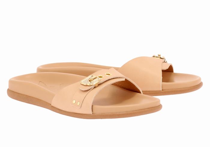 Ancient Greek Sandals Odi Donna Sandali Scorrevoli Beige | VHC9536QS