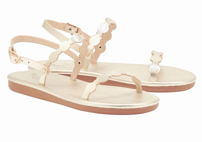 Ancient Greek Sandals Orion Donna Sandali Con Cinturino Sul Retro Oro Bianche | CAG7262VM