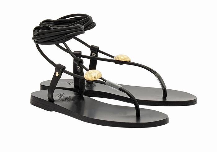 Ancient Greek Sandals Persephone Donna Sandali Da Gladiatore Nere | ZHT231YC