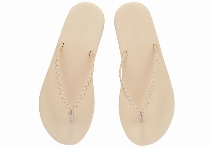 Ancient Greek Sandals Plage Flip Flop Donna Sandali Intrecciati Bianche | YPY2778CD