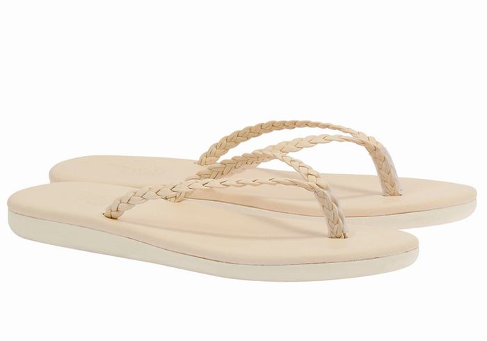 Ancient Greek Sandals Plage Flip Flop Donna Sandali Intrecciati Bianche | YPY2778CD