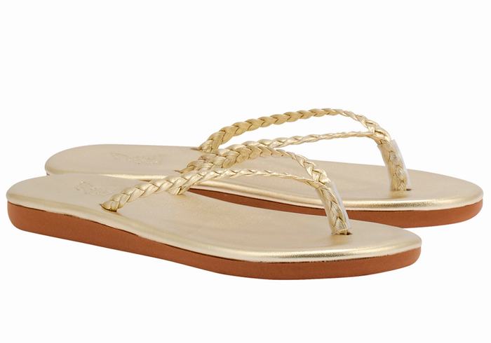 Ancient Greek Sandals Plage Flip Flop Donna Sandali Intrecciati Oro Bianche | LBS256CZ