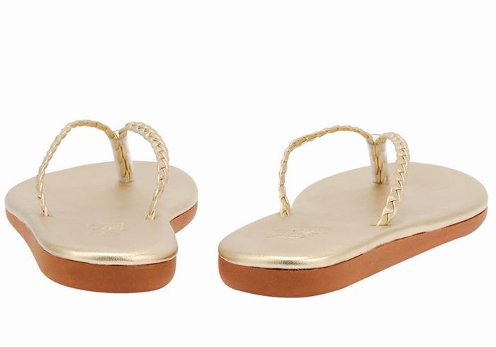 Ancient Greek Sandals Plage Flip Flop Donna Sandali Intrecciati Oro Bianche | LBS256CZ