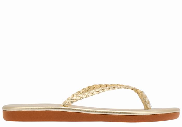 Ancient Greek Sandals Plage Flip Flop Donna Sandali Intrecciati Oro Bianche | LBS256CZ