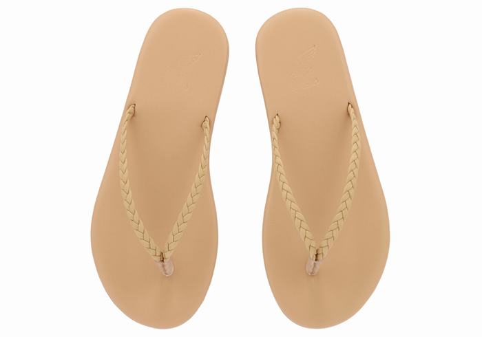 Ancient Greek Sandals Plage Flip Flop Donna Sandali Intrecciati Beige | MNH5792NX