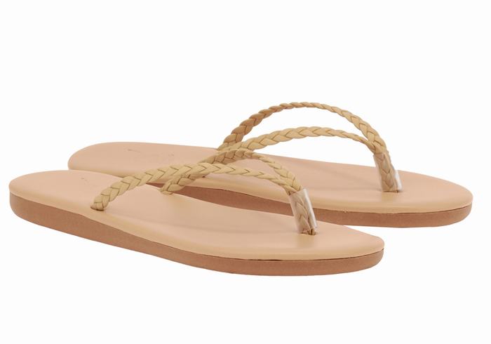 Ancient Greek Sandals Plage Flip Flop Donna Sandali Intrecciati Beige | MNH5792NX