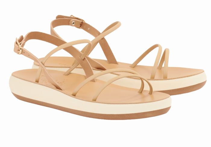 Ancient Greek Sandals Polis Donna Sandali Con Cinturino Sul Retro Beige | VMM689QJ