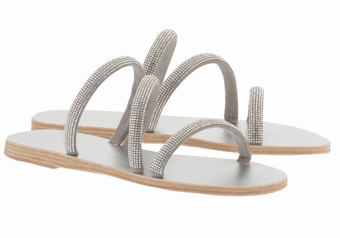 Ancient Greek Sandals Polytimi Diamante Donna Sandali Scorrevoli Argento | SKU8780TT