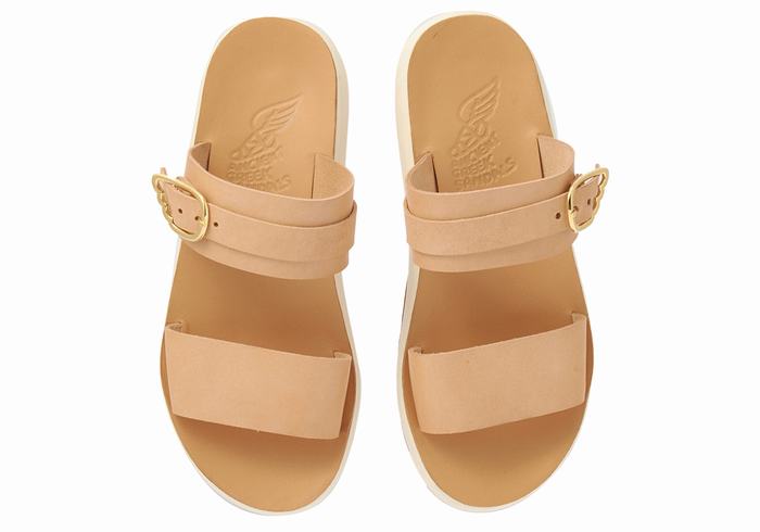 Ancient Greek Sandals Preveza Comfort Donna Sandali Scorrevoli Beige | BXN6093QR