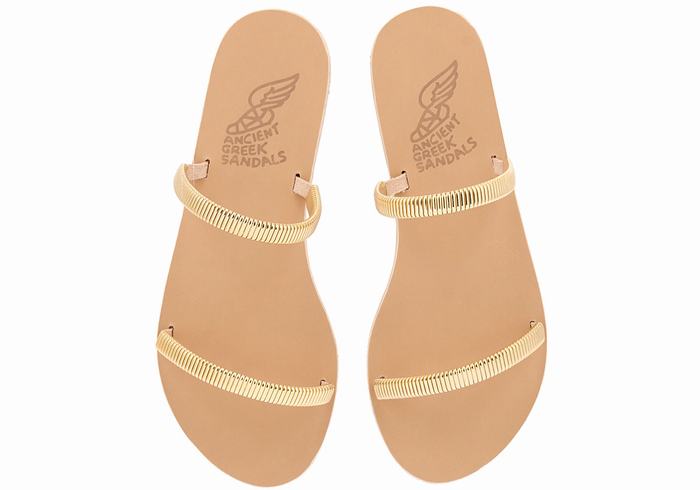 Ancient Greek Sandals Saita Donna Sandali Scorrevoli Oro Beige | EVU3798SZ